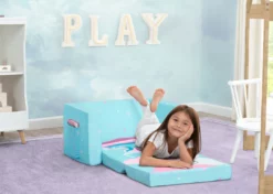 Delta Children Kids’ Chairs Unicorn Cozee Flip Out Chair - 2-in-1 Convertible Chair To Lounger For Kids