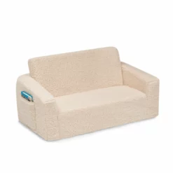 Delta Children Cozee Flip-Out Sherpa 2-in-1 Convertible Sofa To Lounger For Kids