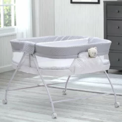 Little Folks By Delta Children Bassinets Twin EZ Fold Ultra Compact Double Bassinet