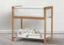 Delta Children Classic Wood Bedside Bassinet Sleeper - Portable Crib With High-End Wood Frame Bassinets