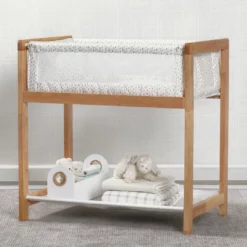 Delta Children Classic Wood Bedside Bassinet Sleeper - Portable Crib With High-End Wood Frame Bassinets