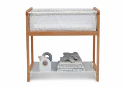 Delta Children Classic Wood Bedside Bassinet Sleeper - Portable Crib With High-End Wood Frame Bassinets