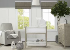 Simmons Kids Bassinets Farmhouse 2-in-1 Wood Bedside Bassinet Sleeper And Changer