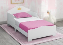 Delta Children Princess Crown Wood Toddler Bed, White/Pink Toddler Beds