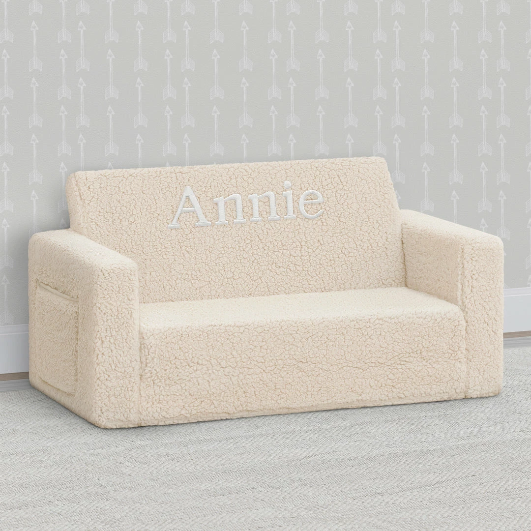Delta Children What's New Personalized Cozee Flip-Out Sherpa 2-in-1 Convertible Sofa To Lounger For Kids 18 Delta Children What's New Personalized Cozee Flip-Out Sherpa 2-in-1 Convertible Sofa To Lounger For Kids