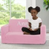 Delta Children What's New Personalized Cozee Flip-Out Sherpa 2-in-1 Convertible Sofa To Lounger For Kids