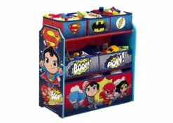 Delta Children Storage Super Friends (Batman | Robin | Superman | Wonder Woman | The Flash) Multi-Bin Toy Organizer
