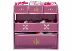 Delta Children Storage Princess Crown Multi-Bin Toy Organizer, White/Pink