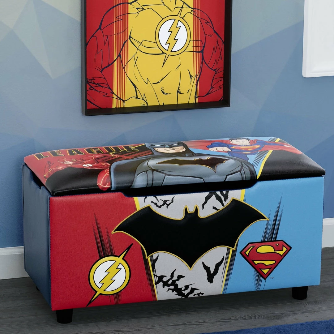 Delta Children Kids’ Chairs Justice League Upholstered Storage Bench For Kids 3 Delta Children Kids’ Chairs Justice League Upholstered Storage Bench For Kids