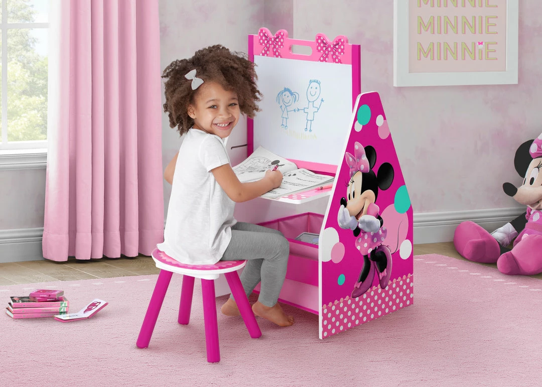 Delta Children Minnie Mouse Deluxe Kids Art Table - Easel, Desk, Stool, Toy Organizer 3 Delta Children Minnie Mouse Deluxe Kids Art Table - Easel, Desk, Stool, Toy Organizer