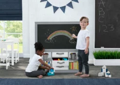 Delta Children At-Home Artist Center – Deluxe Double-Sided Easel & Storage Unit