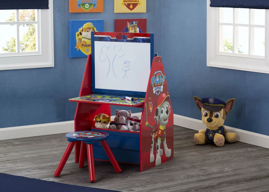 Delta Children PAW Patrol Deluxe Kids Art Table - Easel, Desk, Stool, Toy Organizer 3 Delta Children PAW Patrol Deluxe Kids Art Table - Easel, Desk, Stool, Toy Organizer