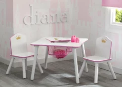 Delta Children Table & Chair Sets Princess Crown Kids Chair Set And Table, White/Pink