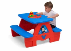Delta Children Mickey Mouse 4 Seat Activity Picnic Table With LEGO Compatible Tabletop Outdoor