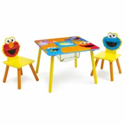 Delta Children Sesame Street Puzzle Table & Chair Set With Storage Table & Chair Sets