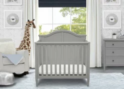 Delta Children Parker Mini Convertible Baby Crib With Mattress And 2 Sheets
