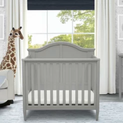 Delta Children Parker Mini Convertible Baby Crib With Mattress And 2 Sheets
