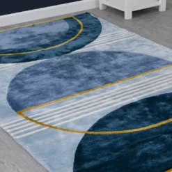 Delta Children Blue Abstract Hand-Tufted Area Rug 5x8