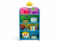 Delta Children Baby Shark Wooden Playhouse 4-Shelf Bookcase For Kids