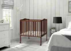 Delta Children Baby Cribs Folding Portable Mini Baby Crib With 1.5-inch Mattress