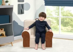 Delta Children Deluxe Cozee Sherpa And Faux Leather Chair For Kids