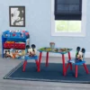 Delta Children Table & Chair Sets Mickey Mouse 4-Piece Playroom Solution – Set Includes Table And 2 Chairs And 6-Bin Toy Organizer