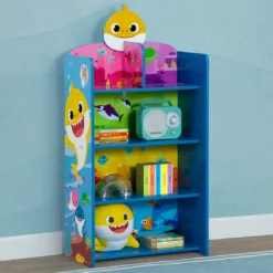 Delta Children Baby Shark Wooden Playhouse 4-Shelf Bookcase For Kids