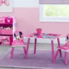 Delta Children Minnie Mouse 4-Piece Playroom Solution – Set Includes Table And 2 Chairs And 6-Bin Toy Organizer Table & Chair Sets