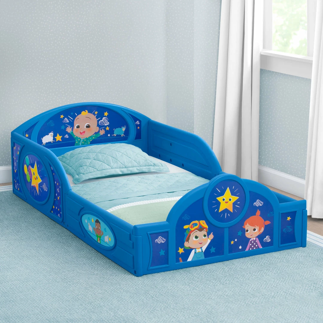 Delta Children Toddler Beds CoComelon Sleep And Play Toddler Bed With Built-In Guardrails 6 Delta Children Toddler Beds CoComelon Sleep And Play Toddler Bed With Built-In Guardrails