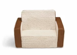 Delta Children Cozee Flip-Out Sherpa And Leather 2-in-1 Convertible Chair To Lounger For Kids What's New