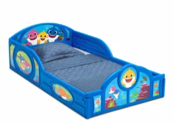 Delta Children Baby Shark Plastic Sleep And Play Toddler Bed With Attached Guardrails