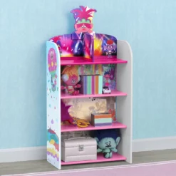 Delta Children Trolls World Tour Wooden Playhouse 4-Shelf Bookcase For Kids Sale