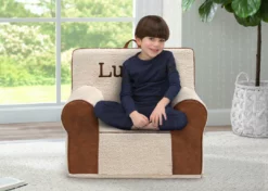 Delta Children Personalized Deluxe Cozee Sherpa And Faux Leather Chair For Kids Personalization