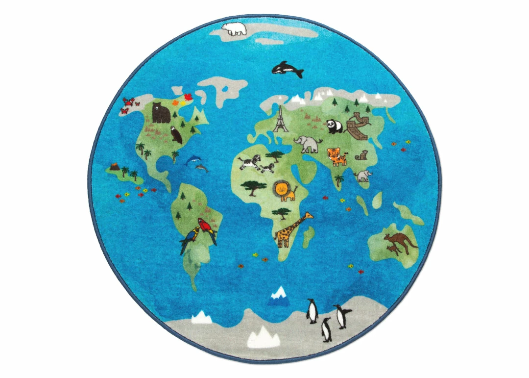Delta Children World Map Round Area Rug For Kids, 39-Inch 4 Delta Children World Map Round Area Rug For Kids, 39-Inch