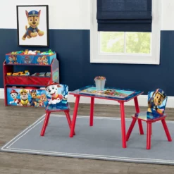 Delta Children Nick Jr. PAW Patrol 4-Piece Playroom Solution – Set Includes Table And 2 Chairs And 6-Bin Toy Organizer