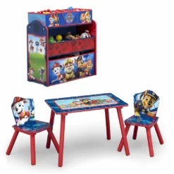 Delta Children Nick Jr. PAW Patrol 4-Piece Playroom Solution – Set Includes Table And 2 Chairs And 6-Bin Toy Organizer