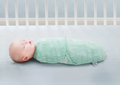 Delta Children Little Lambs Adjustable Swaddle Wrap - Size Large, Fits Babies 3-6 Months/14-18 Lbs.