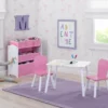 Delta Children 4-Piece Toddler Playroom Set – Includes Play Table And 6 Bin Toy Organizer With Reusable Vinyl Cling Stickers