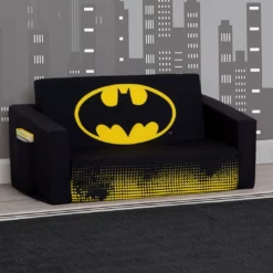 Delta Children Batman Cozee Flip-Out Sofa - 2-in-1 Convertible Sofa To Lounger For Kids Kids’ Chairs