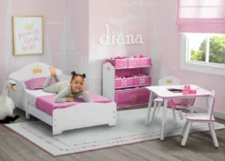 Delta Children Pearl Dot Rectangle Area Rug For Kids, 53-Inch X 59-Inch