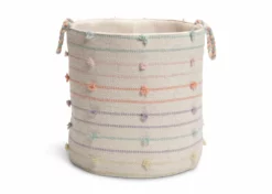 Delta Children Décor & Accessories Pastel Pom-Pom Handwoven Basket